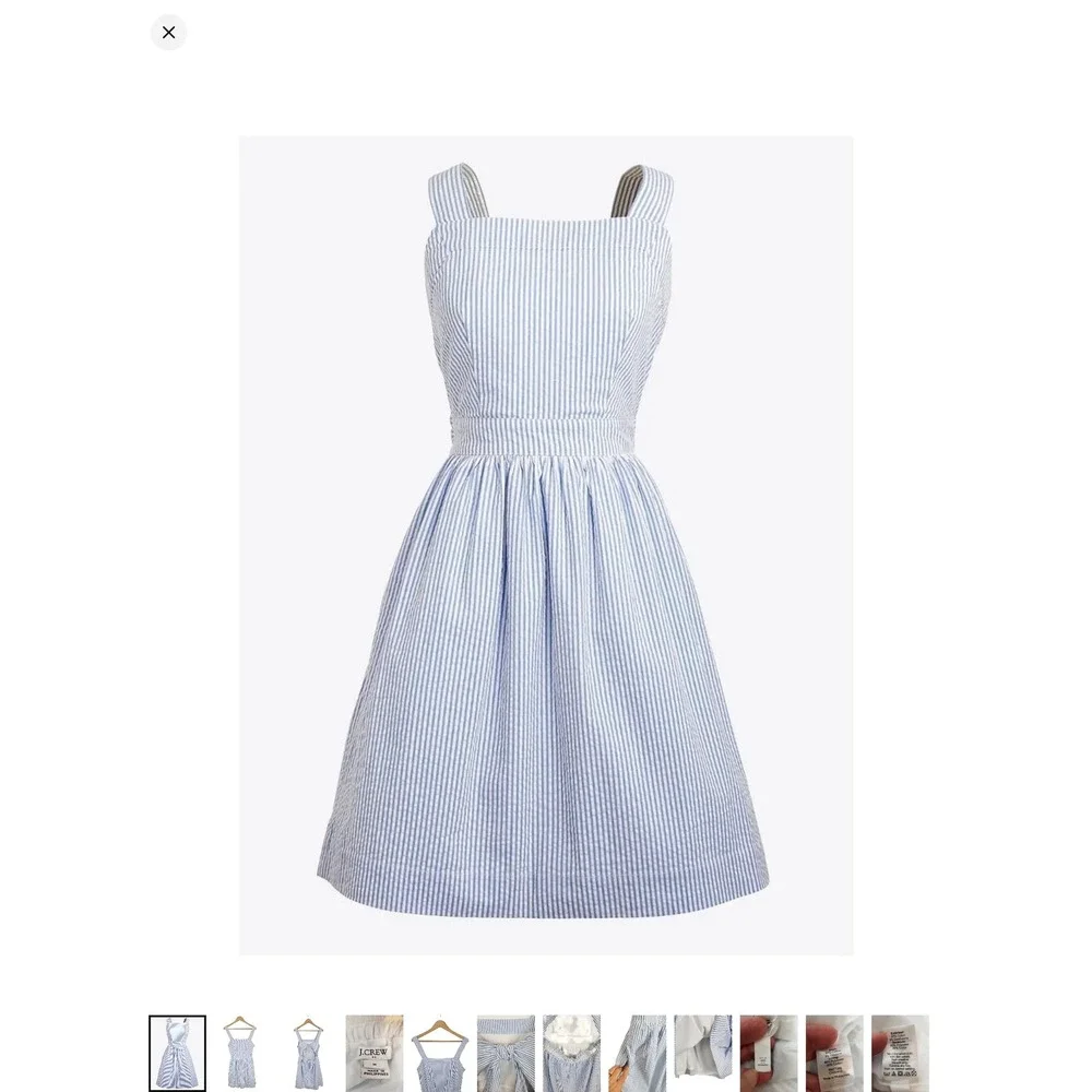 J CREW BLUE AND WHITE SEERSUCKER APRON DRESS